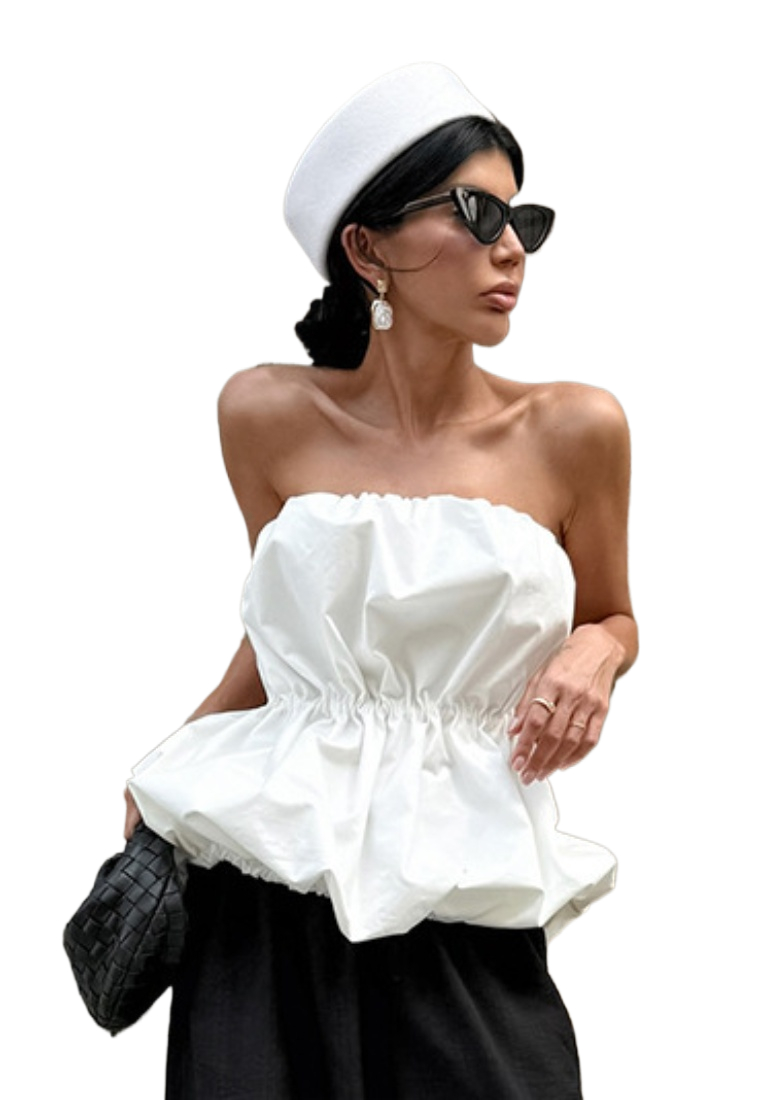 Chic Style Strapless Ruched Waist Bubble Hem Tube Top Multi Color K26050502