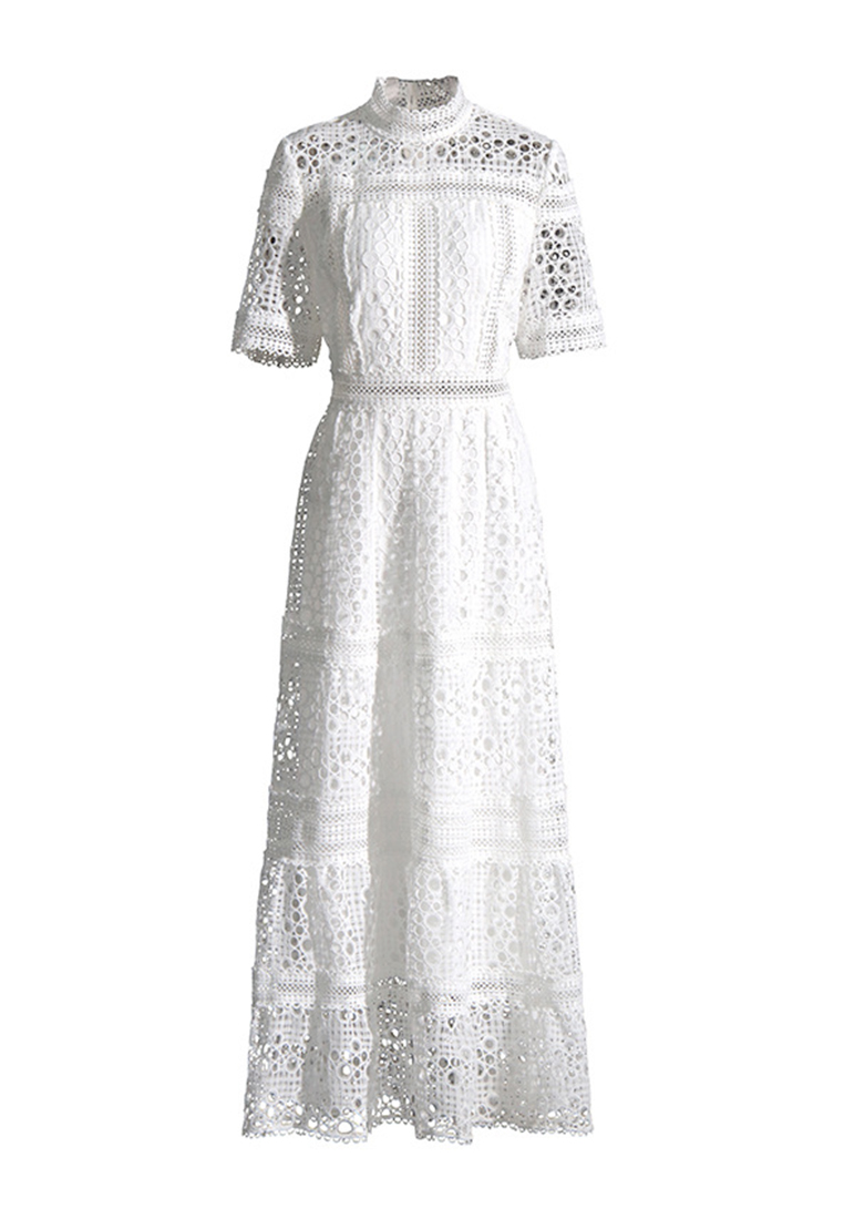 New 2024 stand up collar solid color dress CA24032634W