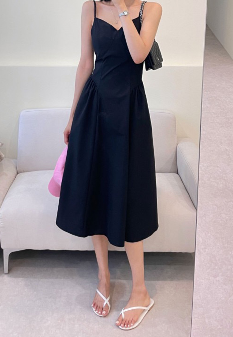 Korean Summer Splicing Waist Strap Dress CA25032734BL