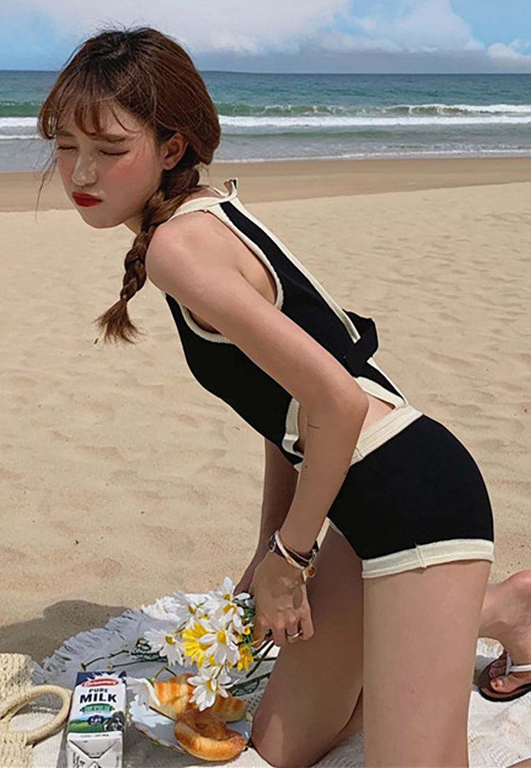 New backless belly-covering one-piece backless swimsuit CA25052334BK