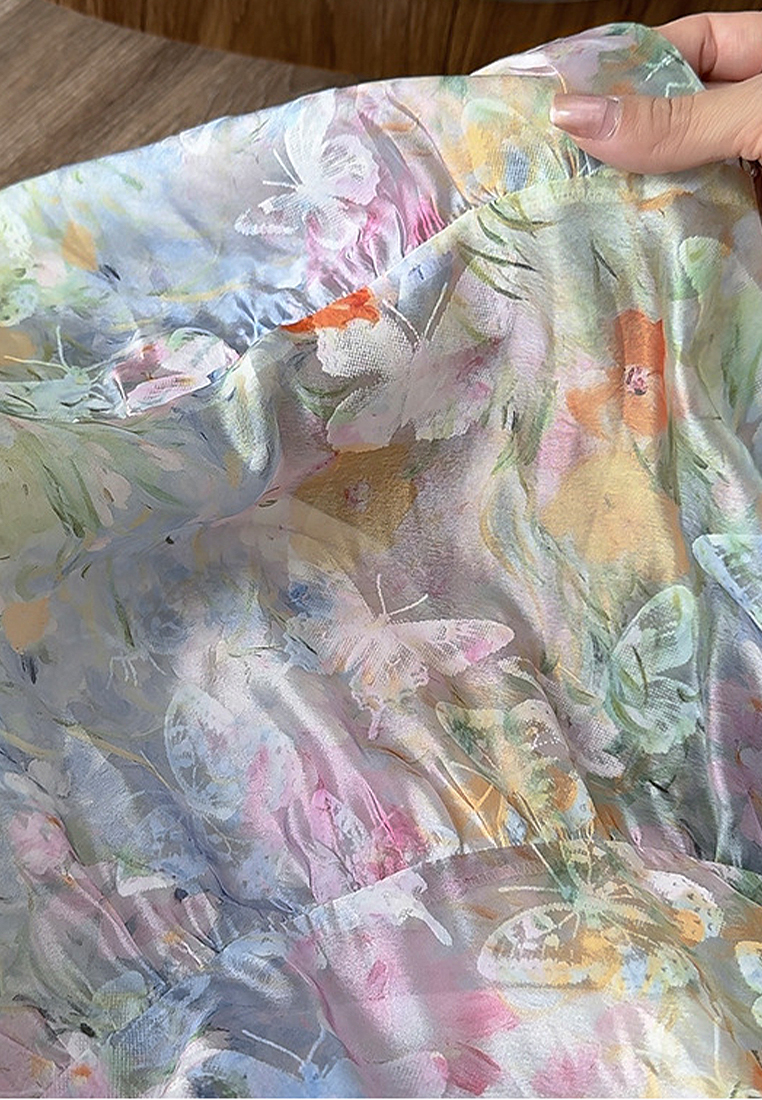 Summer gradient print A-line cake tower skirt CA25042934MT