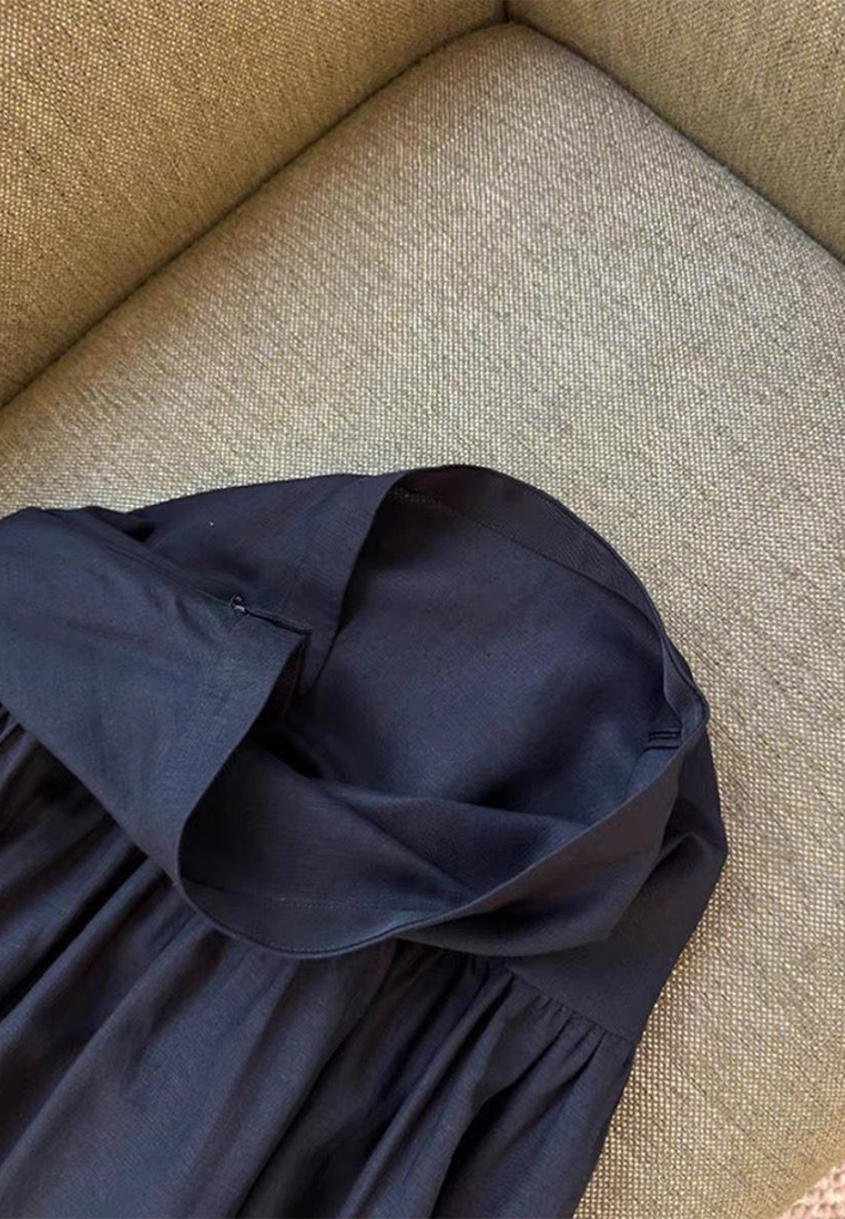 French High-waist Slit Straight Linen Skirt CA25061734BK