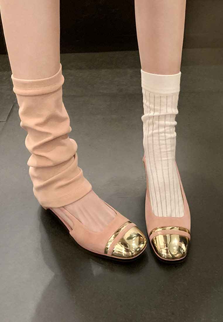 New Chanel style hollow back thick heel evening shoes CA225042234BK