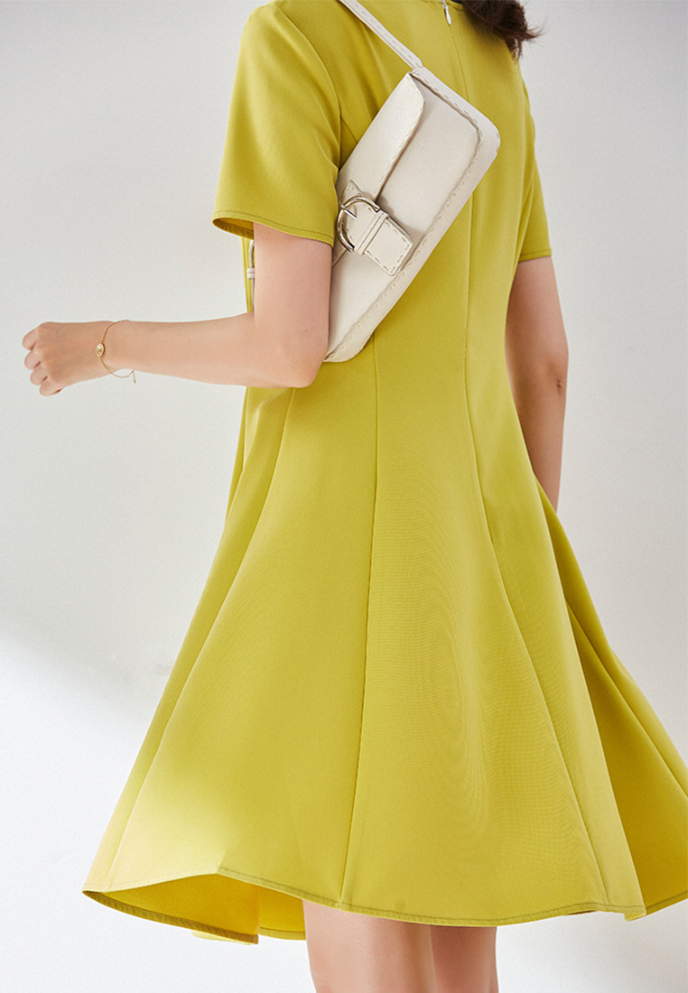 Simple and Elegant Solid Color Short Sleeve Dress CA101934YE