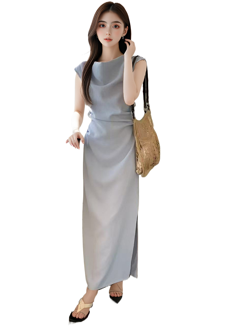 French elegant simple slit dress CA25060334BW