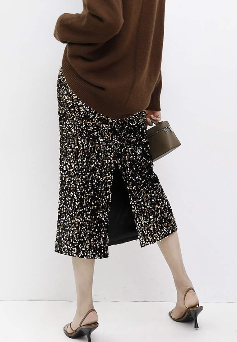 Fashionable velvet sequined atmospheric everyday gorgeous skirt CA120434GY