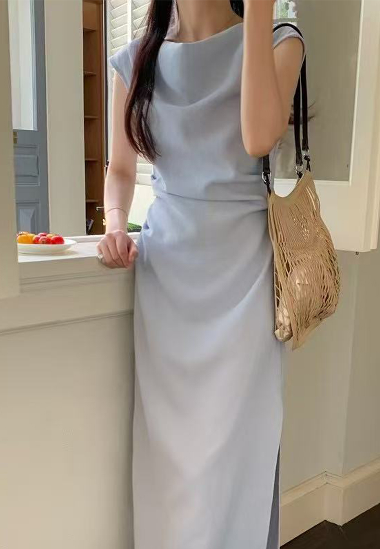 French elegant simple slit dress CA25060334BW
