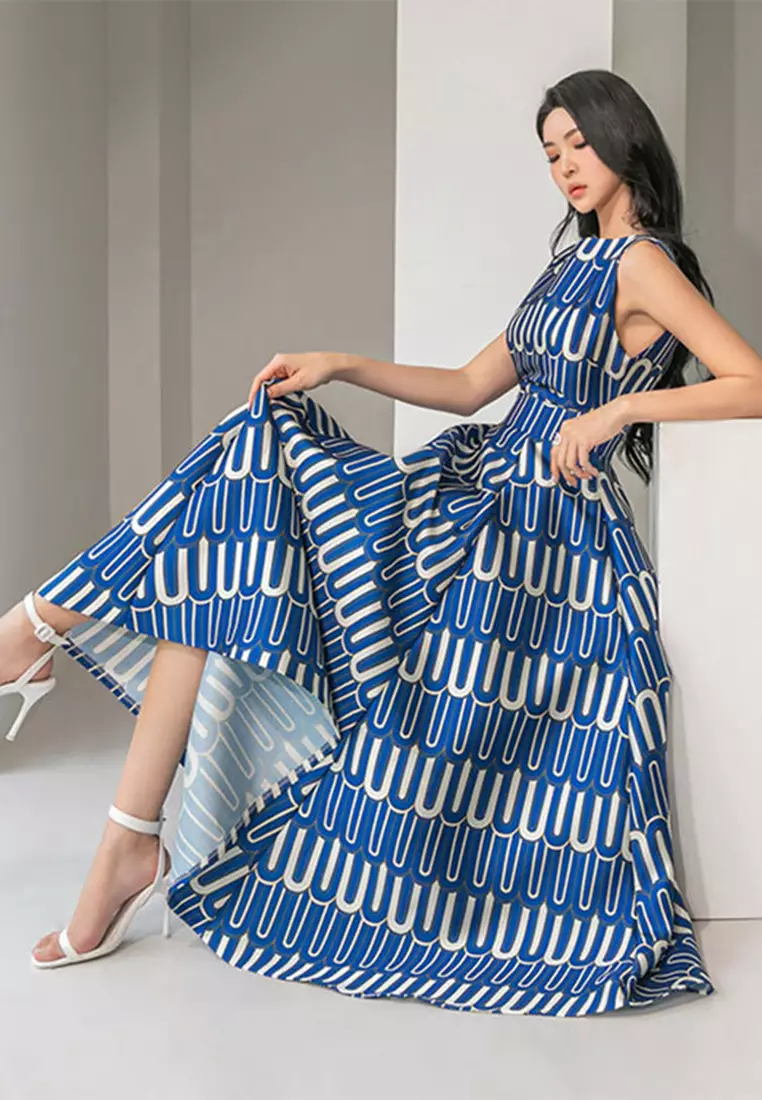 Fashionable slim fit printed dress CA24102540MT