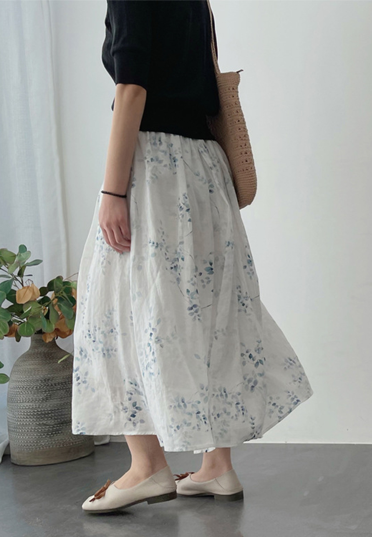 2023 Summer New Trendy Natural Print Midi Skirt CA061335