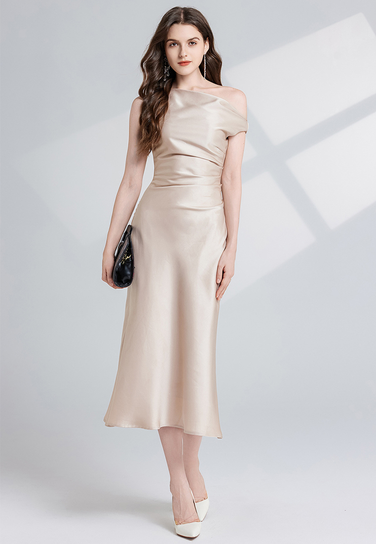 French slim fit solid color dress CA241128135BK