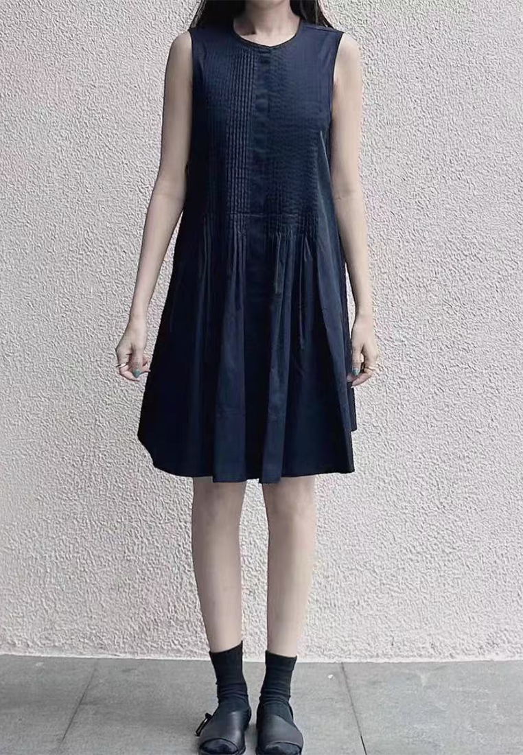 Summer New Standard Pleated Midi Dress CA25061735BK