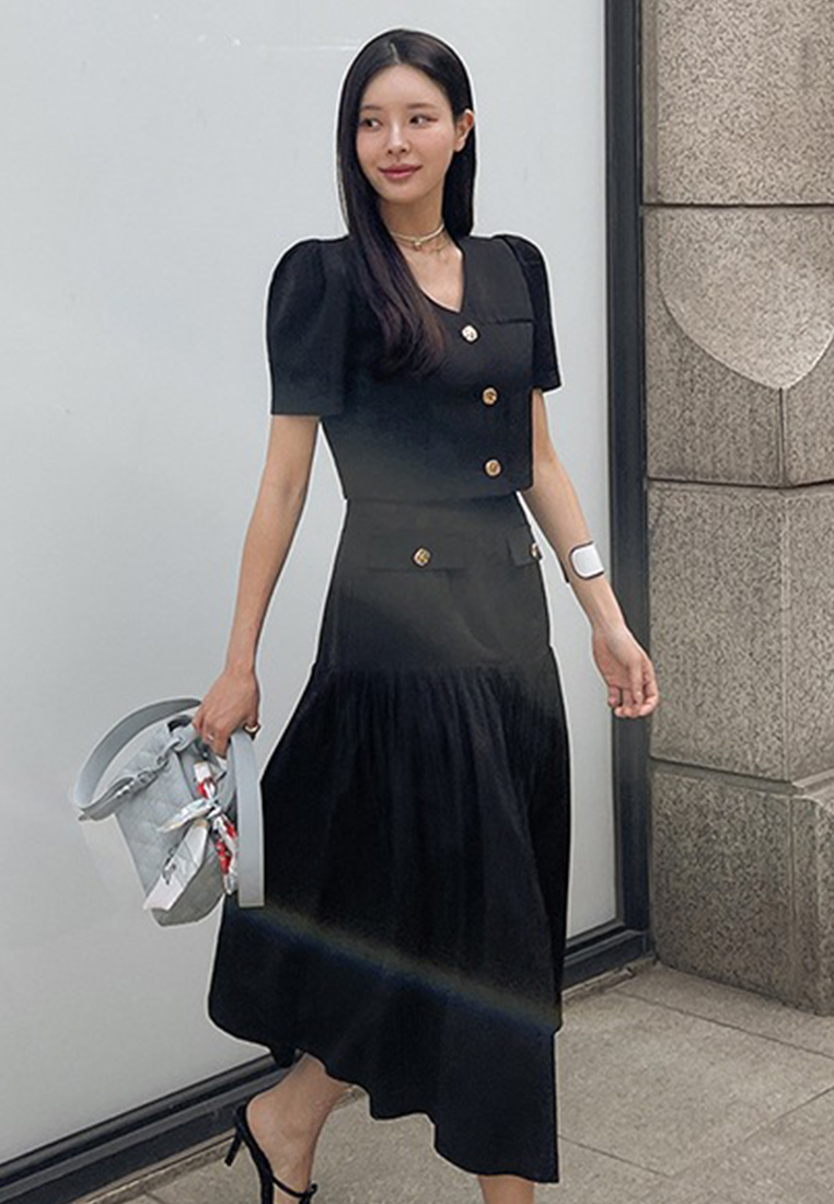 Summer French Chanel style short sleeve + high waist skirt two-piece suit CA25060335BE