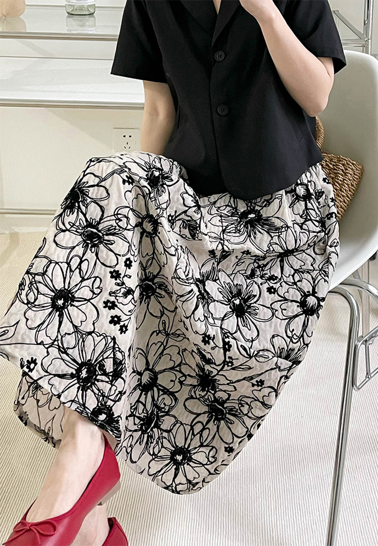 Retro French elegant high waist mid length skirt CA120435