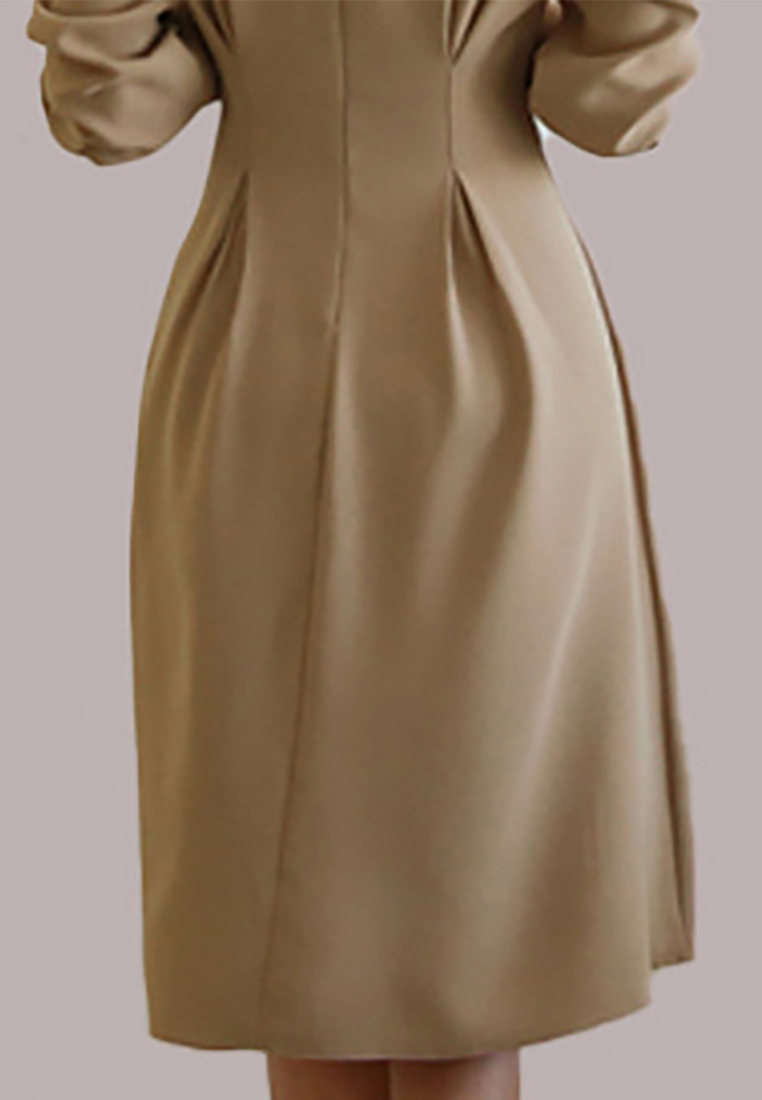 New Autumn Collection Bow-Tie A-Line Dress with Lantern Sleeves CA25091535KI