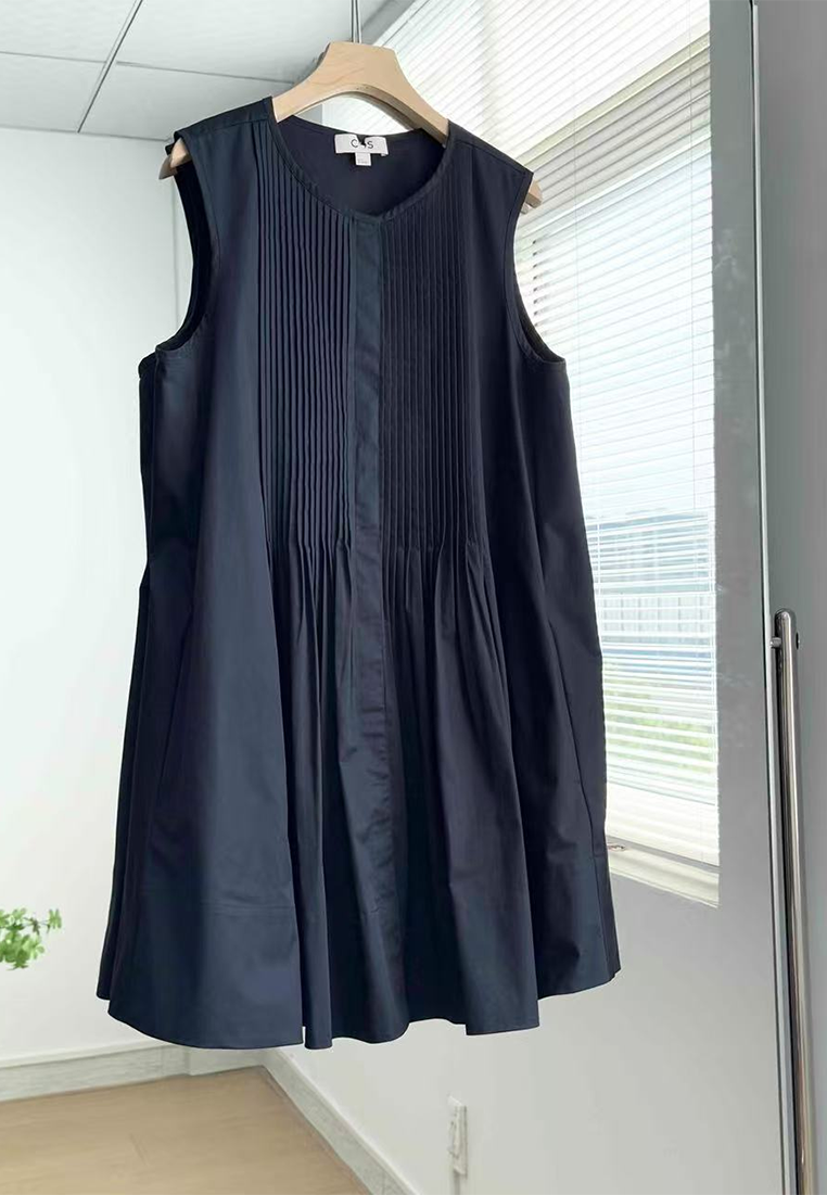 Summer New Standard Pleated Midi Dress CA25061735BK