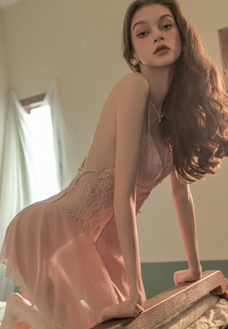 French lace backless slip dress A010435PI