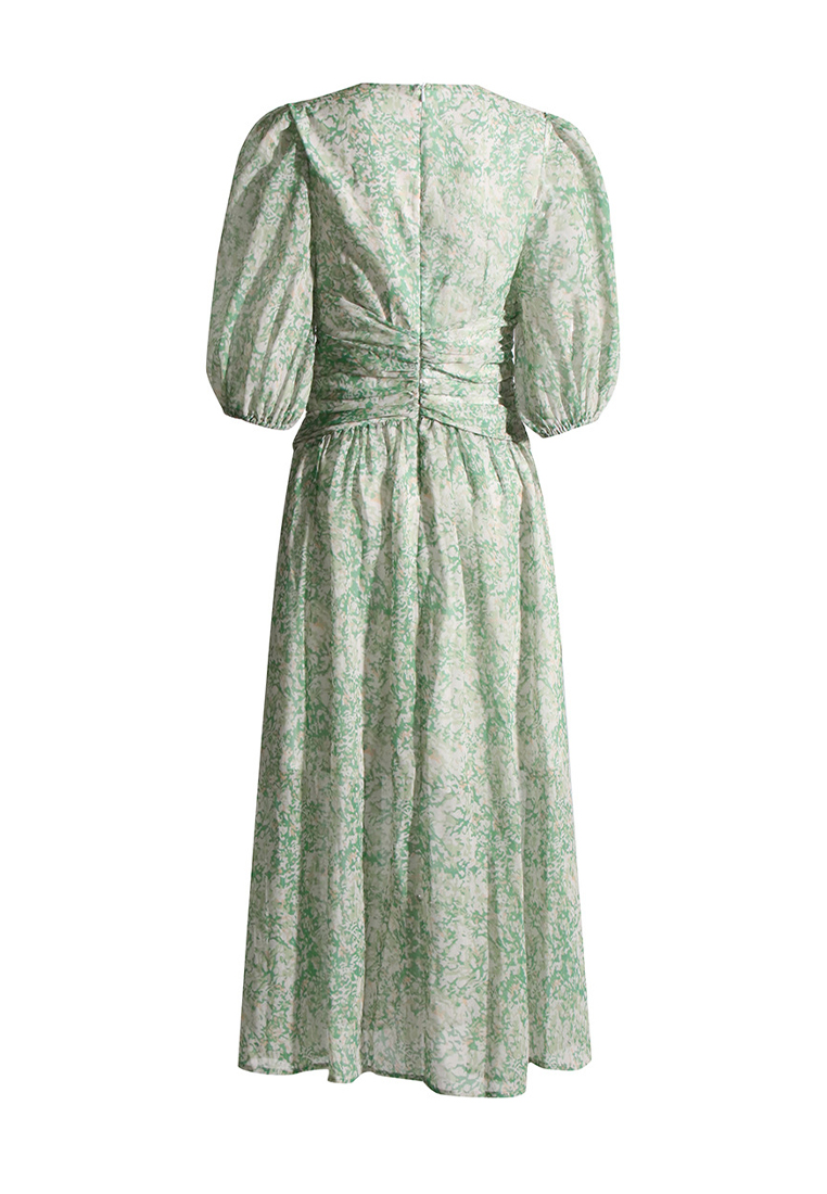 2024 new V-neck green floral dress CA24032635GR