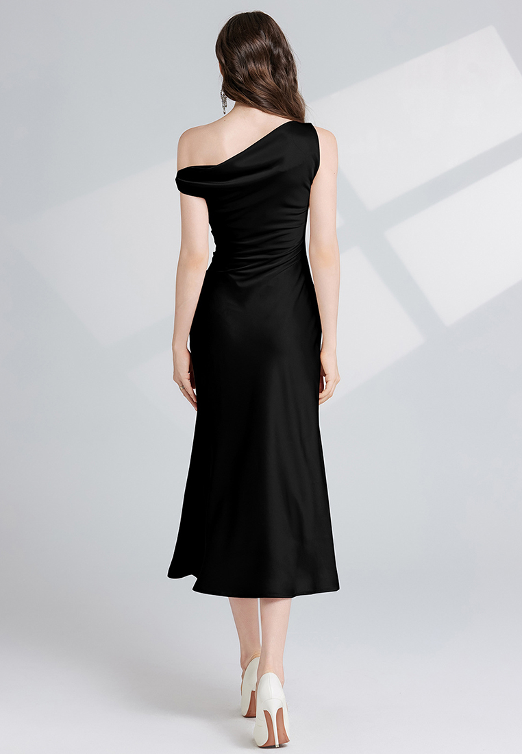 French slim fit solid color dress CA241128135BK