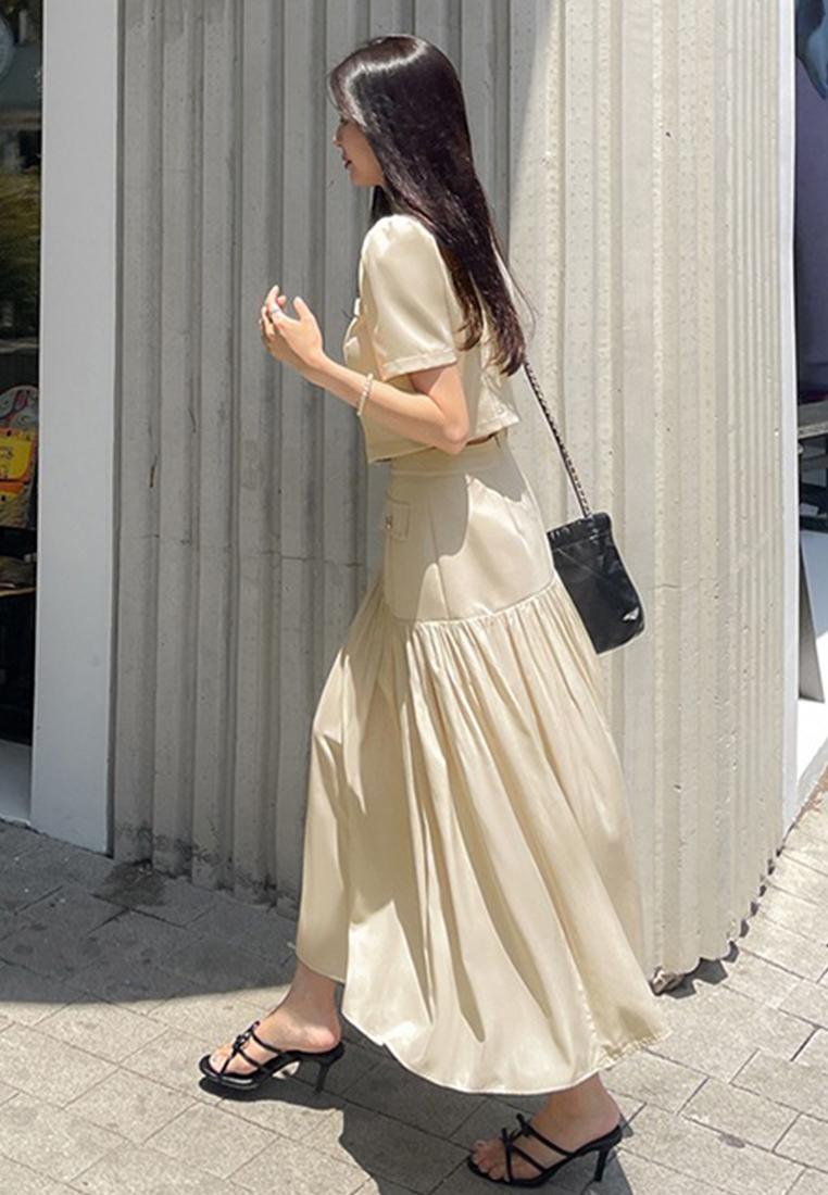 Summer French Chanel style short sleeve + high waist skirt two-piece suit CA25060335BE