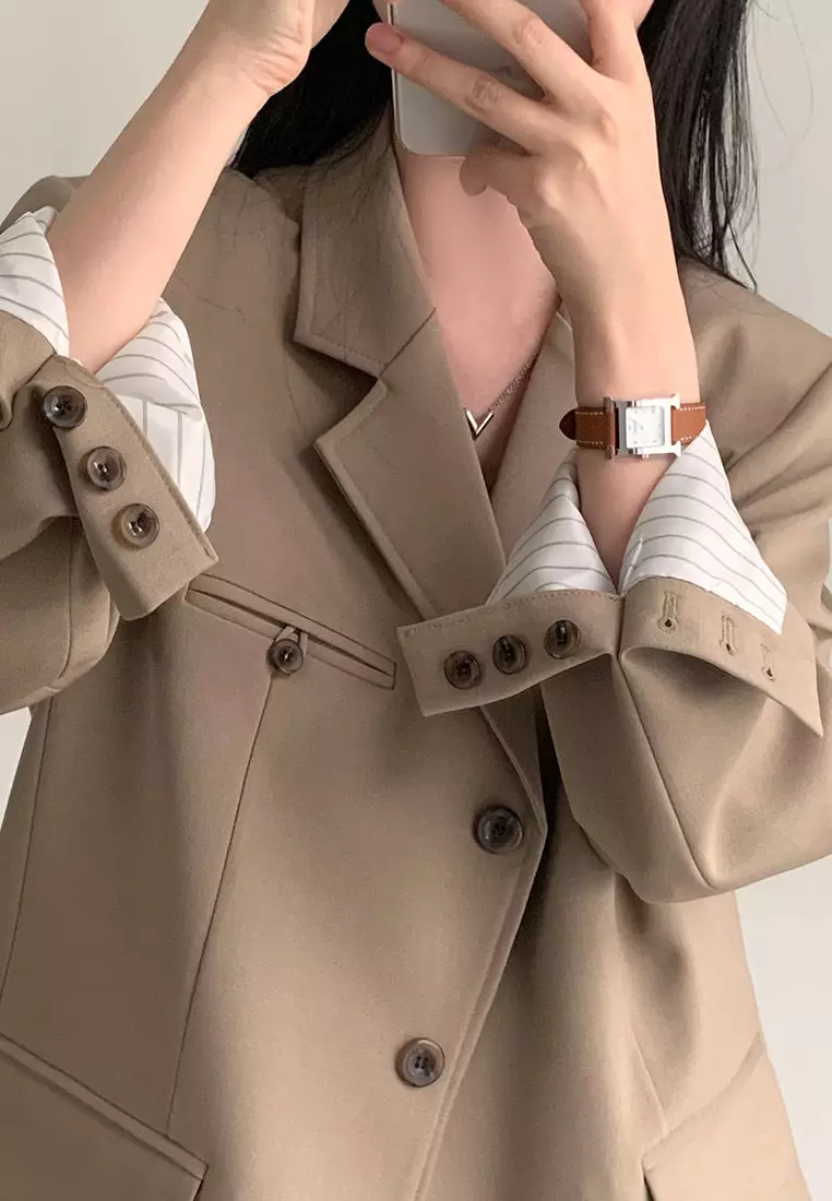 Korean style fashionable single breasted suit jacket CA24092738GY