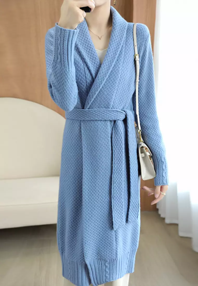 Wool Loose Padded Over-The-Knee Cardigans Coat A21092819BE