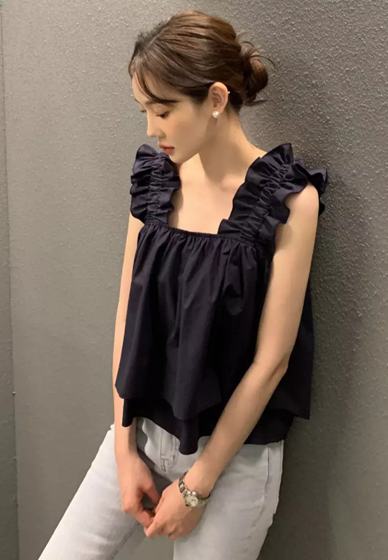 French style ruffled camisole top CA24092711W