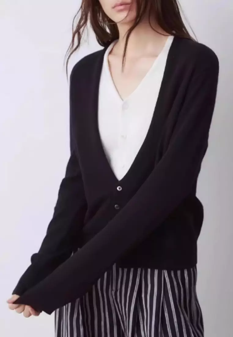 New V-neck Knitted Sweater CA24092333GY