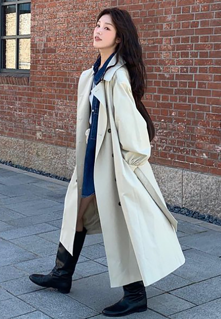 Autumn/Winter British-Style Lace-Up Long Vintage Trench Coat CA25101636BE