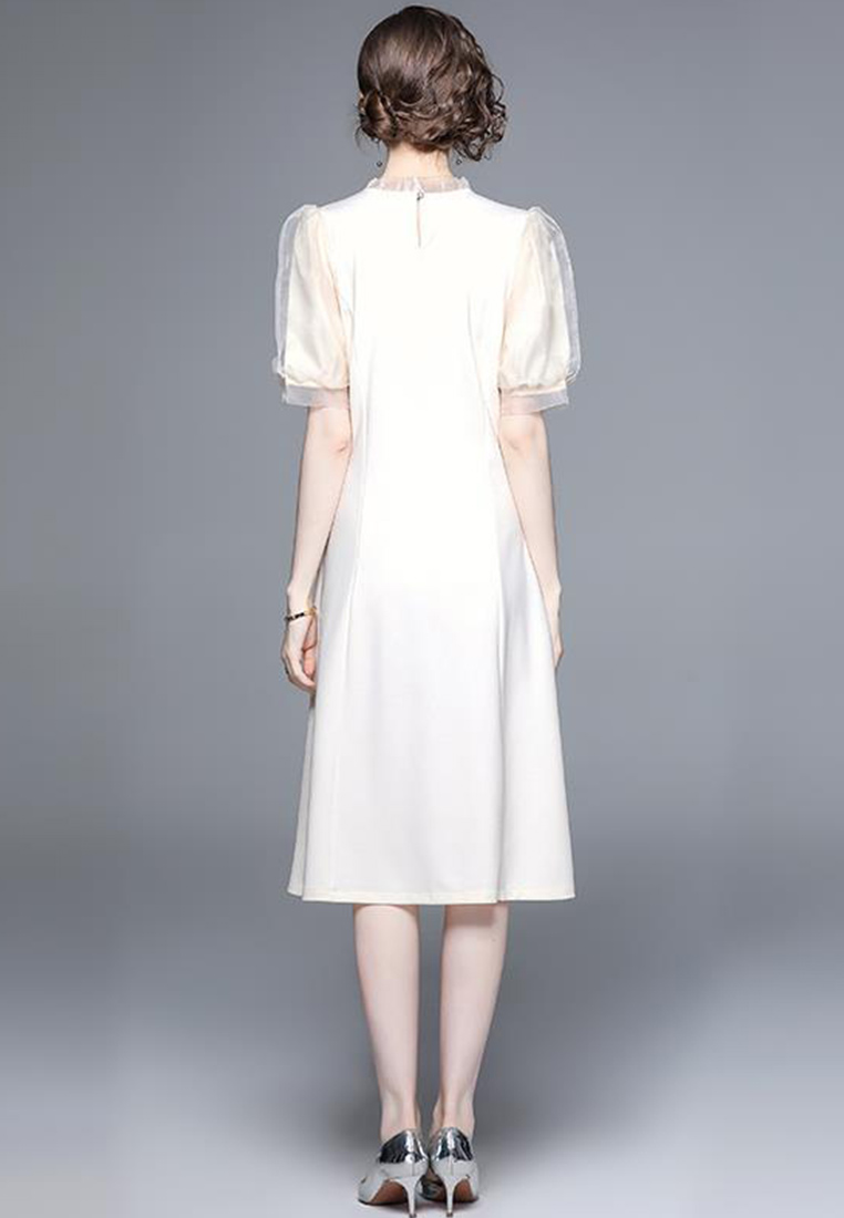 New French Elegant Premium White Dress CA080736