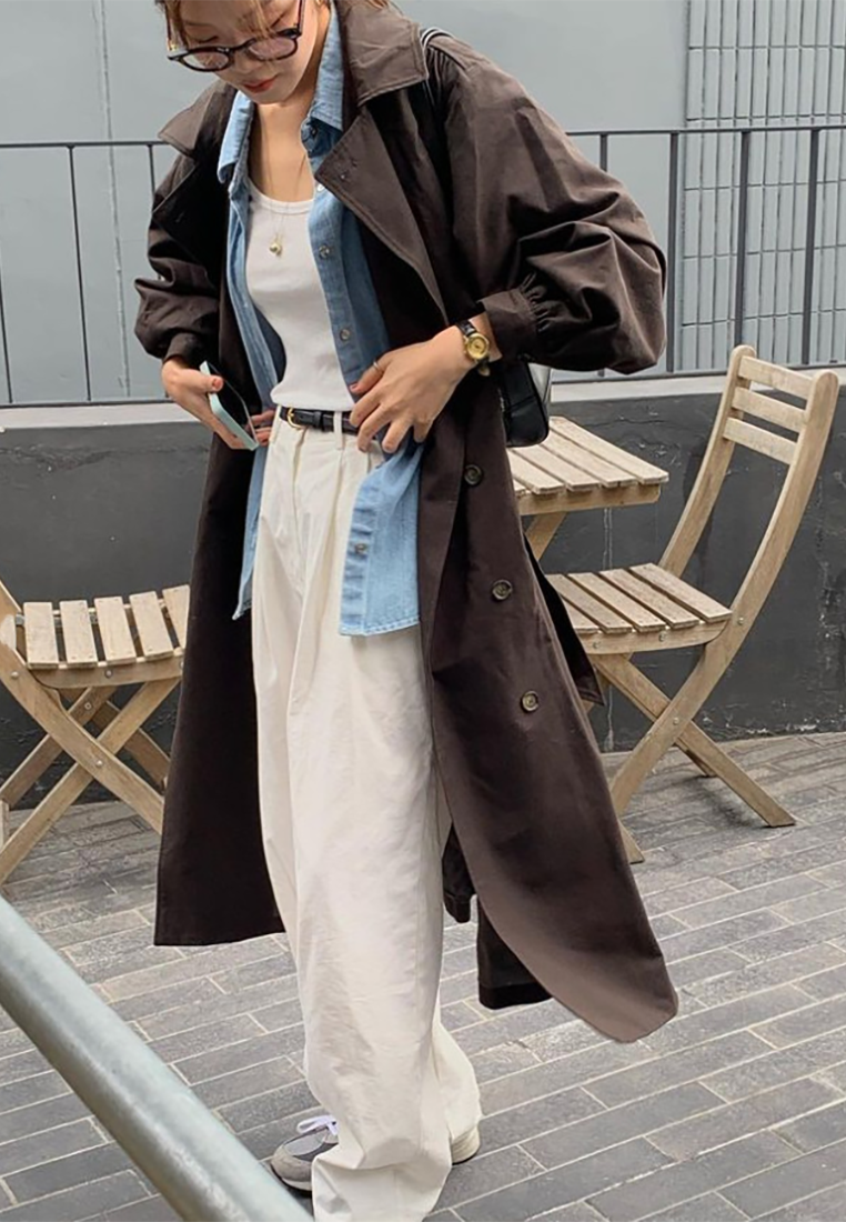 Autumn/Winter British-Style Lace-Up Long Vintage Trench Coat CA25101636BE