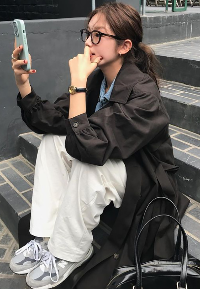 Autumn/Winter British-Style Lace-Up Long Vintage Trench Coat CA25101636BE