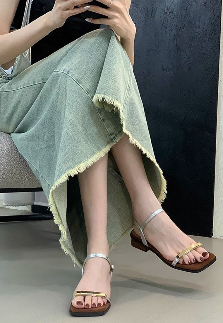 Summer single strap thick heel sandals CA25042335BW