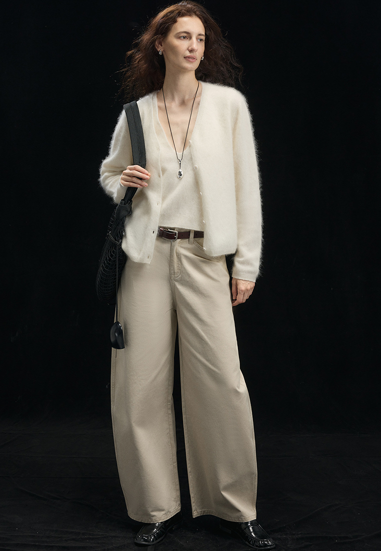 Autumn/Winter New Cashmere Wool Knit V-Neck Cardigan CA25102436W