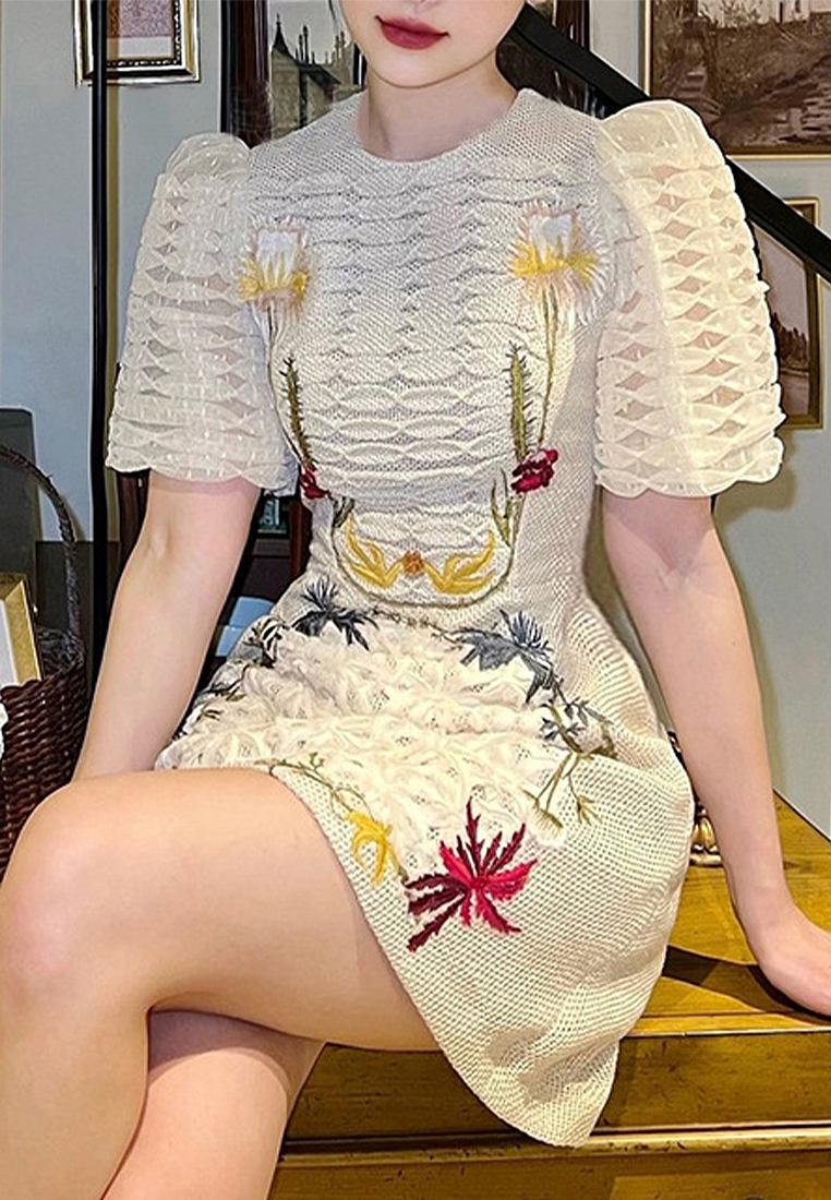 2024 Summer New Lace Dress Embroidered Waist Slimming Skirt CA4021936BE