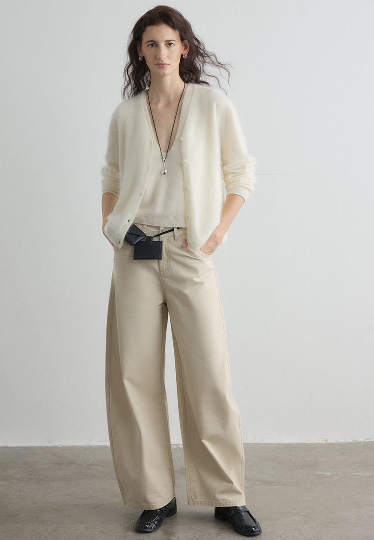 Autumn/Winter New Cashmere Wool Knit V-Neck Cardigan CA25102436W