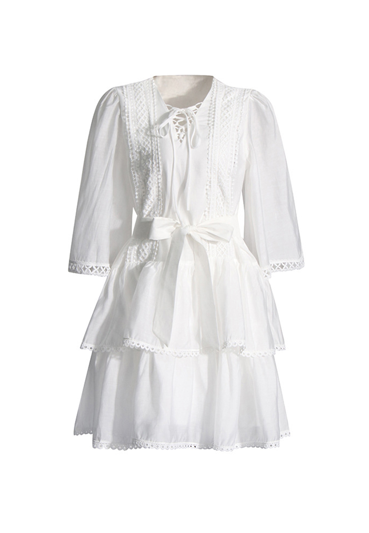 2024 New V-neck Waist Embroidered Dress CA24032636W