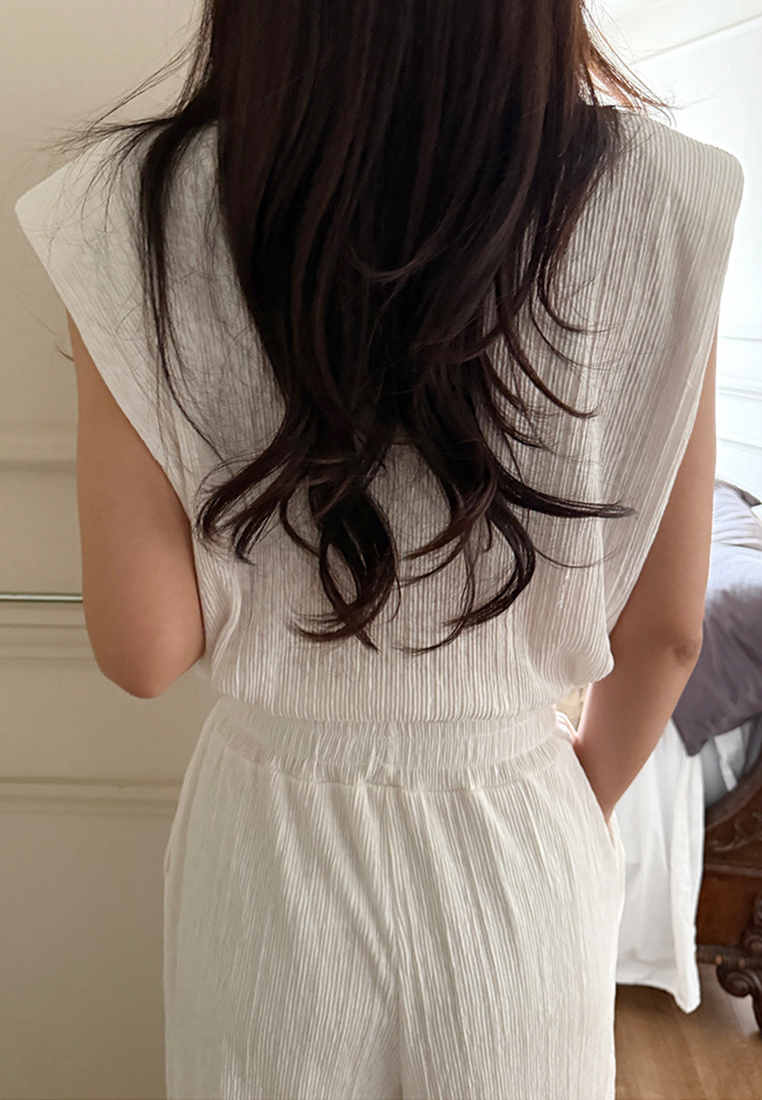 Korean chic sleeveless top + wide-leg pants fashion set CA25060336BE