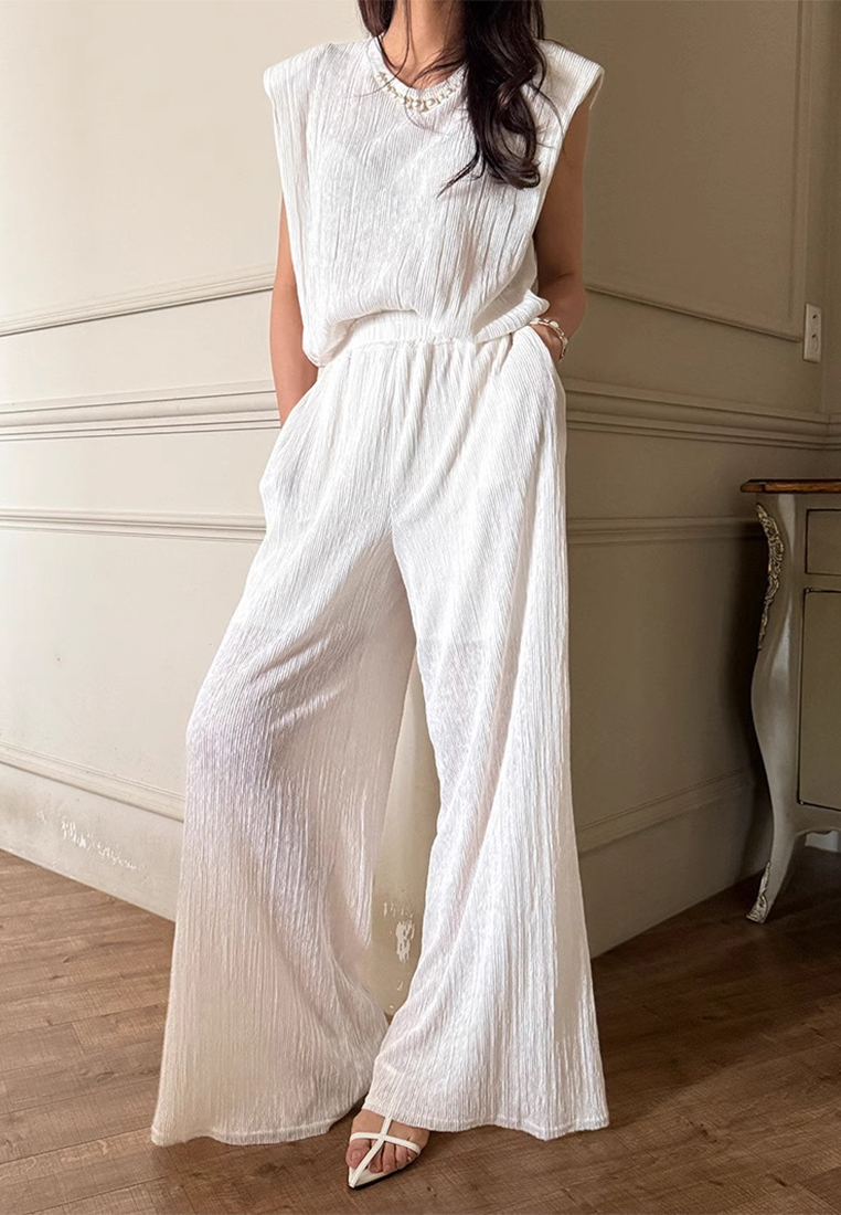 Korean chic sleeveless top + wide-leg pants fashion set CA25060336BE