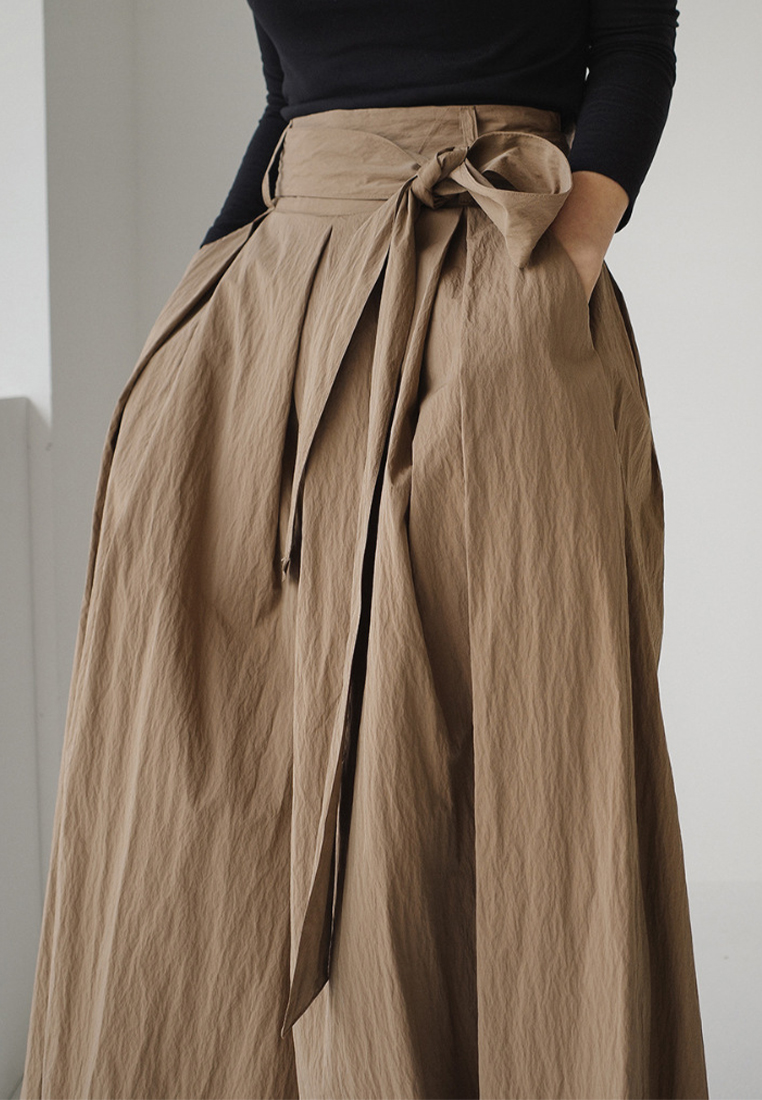 Loose plus size elasticated waist casual hakama CA24030736BW