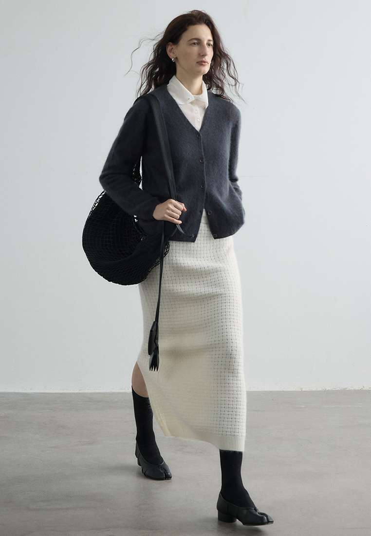 Autumn/Winter New Cashmere Wool Knit V-Neck Cardigan CA25102436W