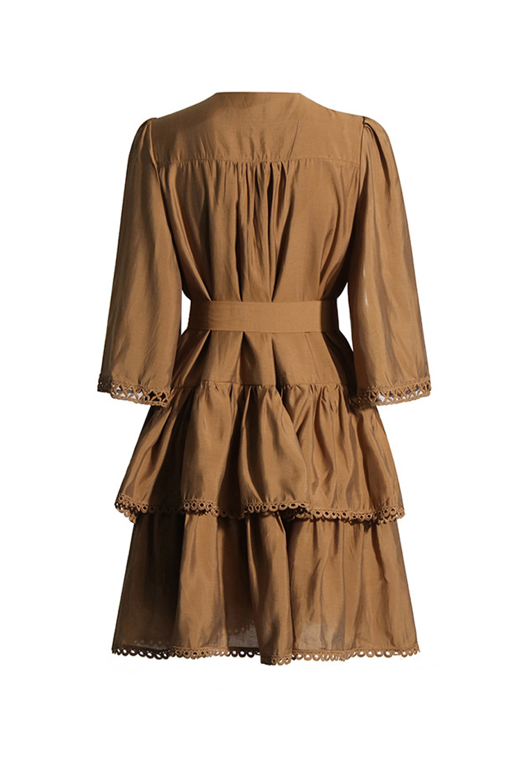 2024 New V-neck Waist Embroidered Dress CA24032636W