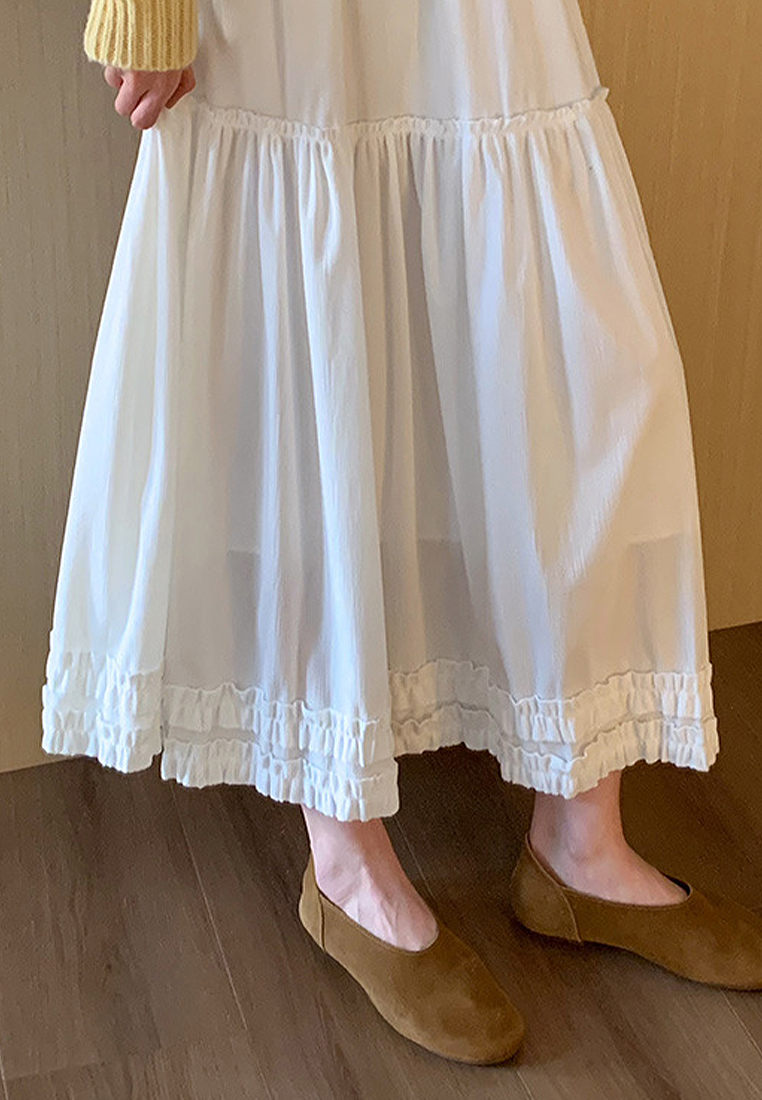 Spring and summer new elastic waist mid-length skirt CA25042936W