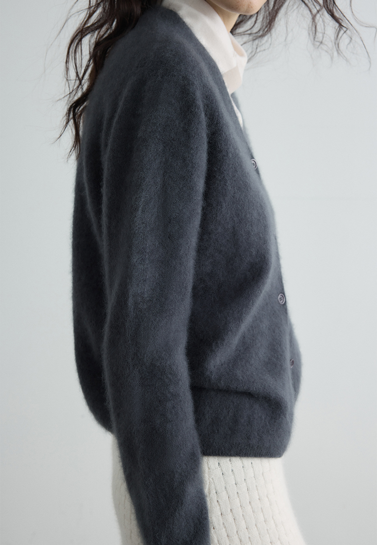 Autumn/Winter New Cashmere Wool Knit V-Neck Cardigan CA25102436W