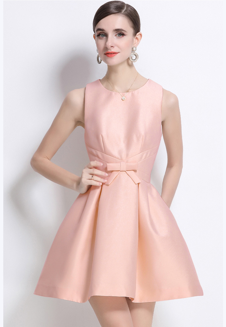 Pink Sleeveless Satin Birthday Patty Dress CA25070937PI