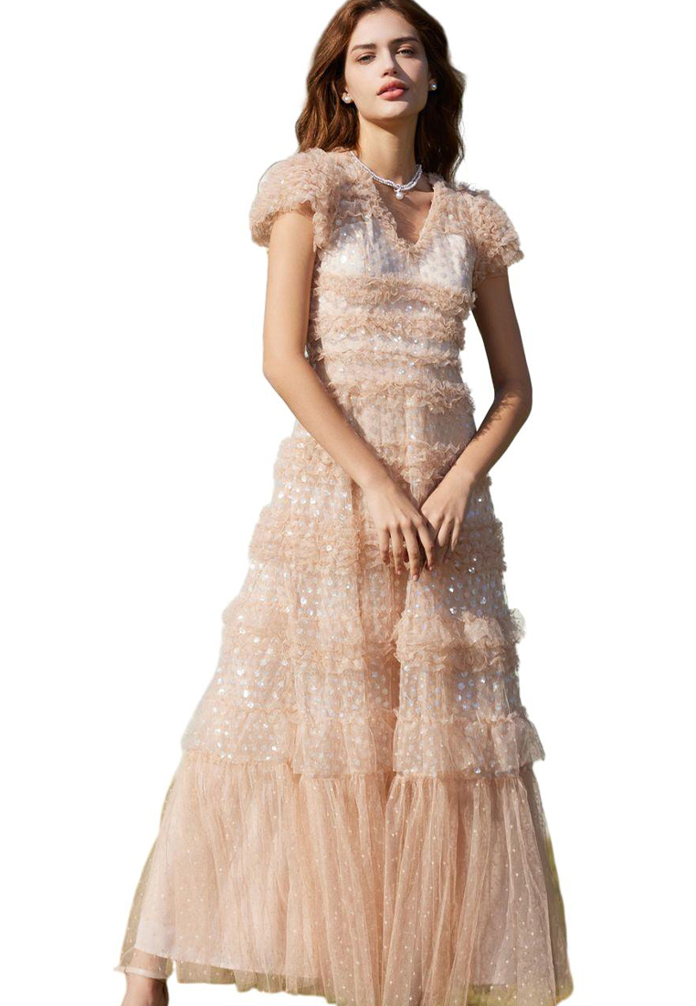 2024 Short sleeved long dress versatile and slim fitting CA24031937BK