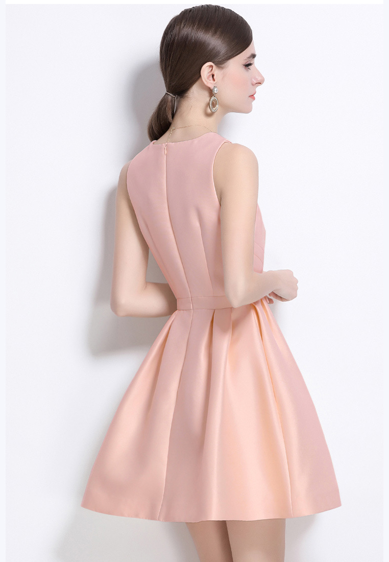 Pink Sleeveless Satin Birthday Patty Dress CA25070937PI