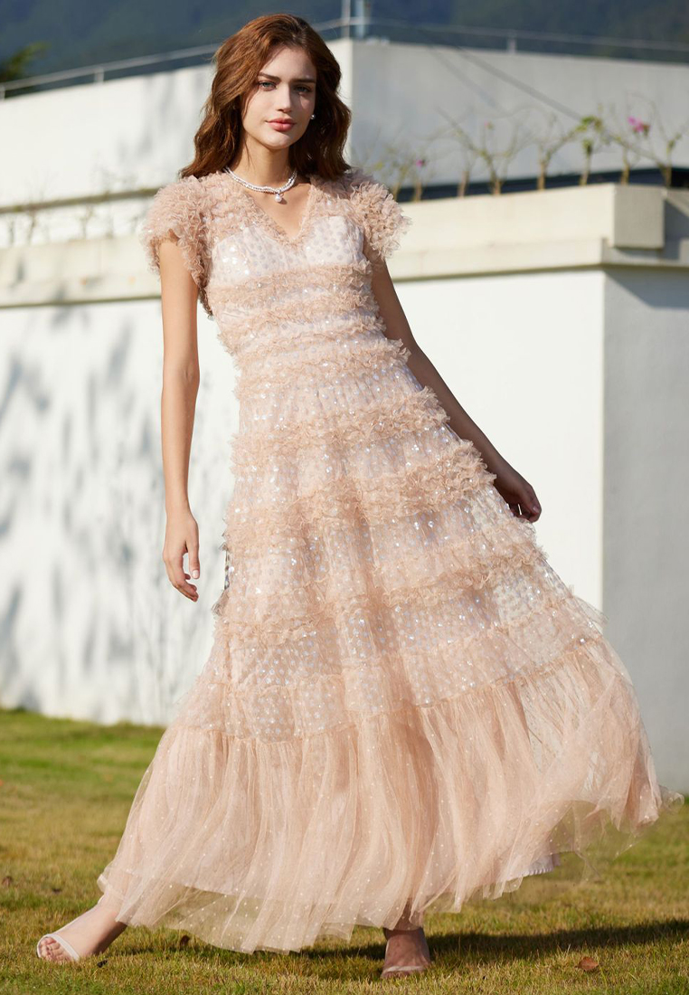 2024 Short sleeved long dress versatile and slim fitting CA24031937BK