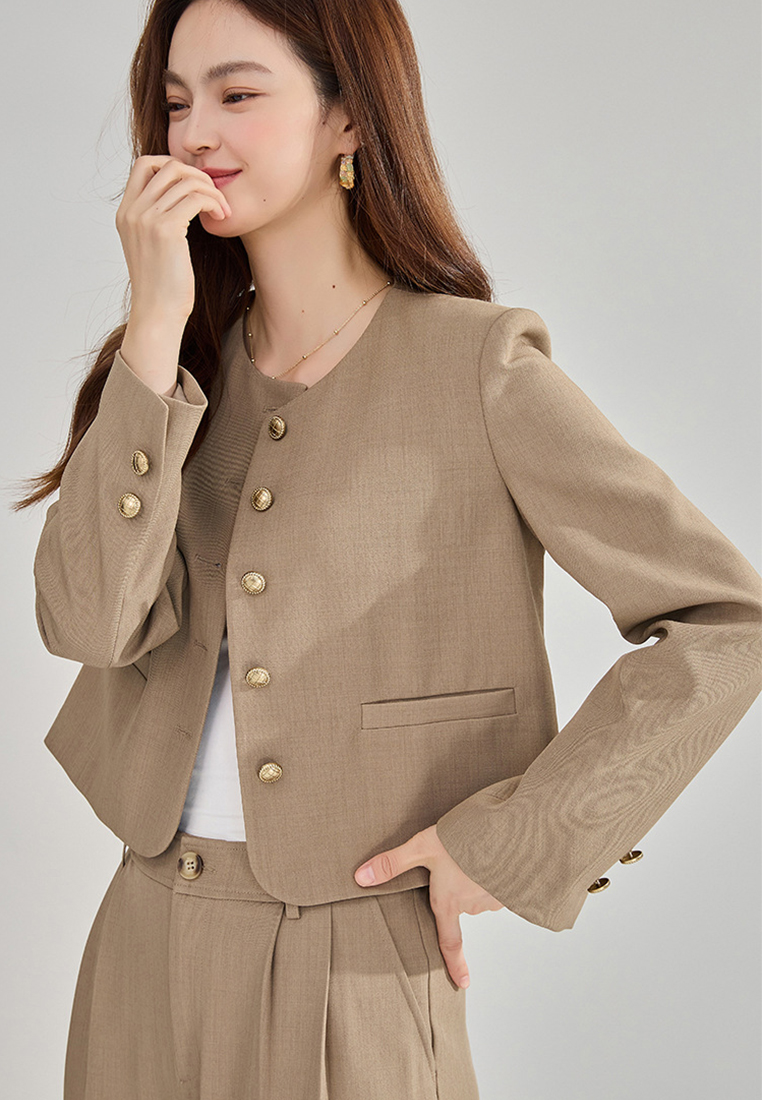 New solid color temperament suit jacket CA24091137YE