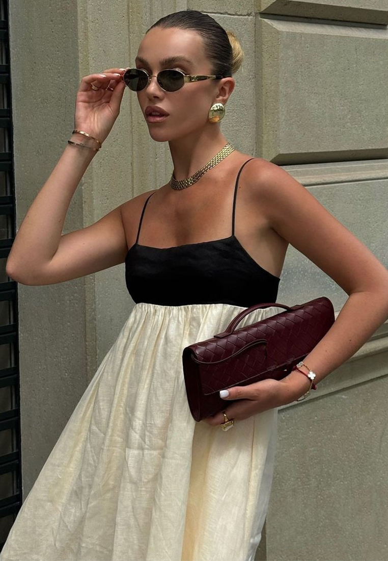 Casual patchwork cotton and linen camisole dress CA25042237BE