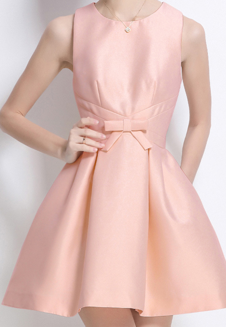 Pink Sleeveless Satin Birthday Patty Dress CA25070937PI